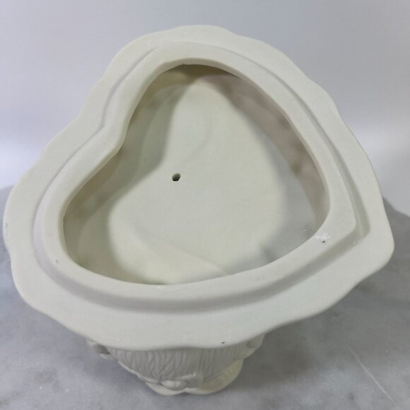 Vtg Bisque Porcelain Two Dove & Roses Heart Shaped Lidded Cream Trinket Box Gift - Picture 7 of 10